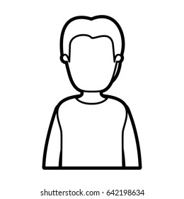 black thick contour caricature faceless half body man with coat vector illustration