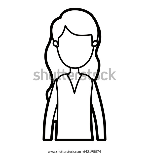 Black Thick Contour Caricature Faceless Half Stock Vector Royalty