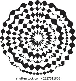 black thick halftone dotted circle speed lines. Abstract geometric shape motion. Design elements for frames, tattoos, web pages, prints, posters, and templates. Technology round Logo. Sunburst. Vector