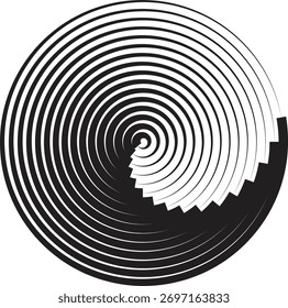 líneas de velocidad de círculo punteado de semitono grueso negro. Abstractas movimiento de forma geométrica. Elementos de diseño para marcos, tatuajes, páginas de Web, impresiones, carteles y Plantillas. Logo redondo de Tecnología. Estallido de sol. Vector