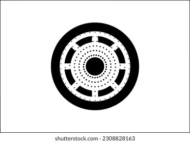 black thick halftone dotted speed lines. Speed lines in circle form. Geometric art. Design element for frame, logo, tattoo, web pages, prints, posters, template, abstract vector background.