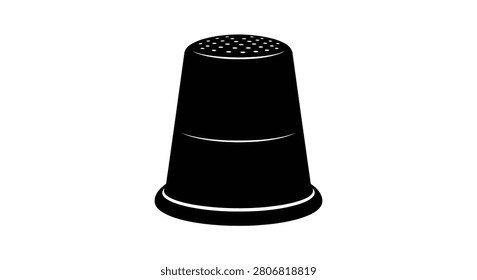 Black thimble with white accent lines a detailed silhouette finger guard sewing