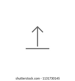 Black thin arrow up icon. Isolated on white. Upload icon.  Upgrade sign. North pointing arrow.