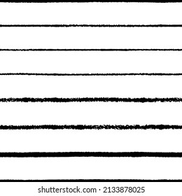Black thin horizontal ink lines isolated on white background. Monochrome striped seamless pattern. Vector simple flat graphic hand drawn illustration. Texture.