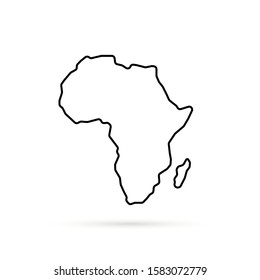 black thin line africa map with shadow. lineart simple style trend modern logotype graphic art design element isolated on white background. concept of minimal border of the african continent