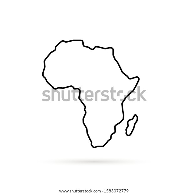 Black Thin Line Africa Map Shadow Stock Vector (Royalty Free) 1583072779