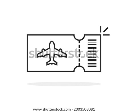 black thin line air flight ticket like tourism icon. lineart simple trend modern minimal logotype graphic stroke art design web element isolated on white. concept of boarding pass for business travel