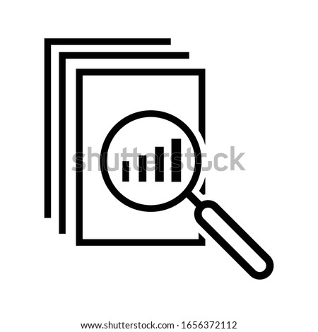 black thin line assessment logo. concept of annual taxes, seo, scrutiny, info list page evaluation, web analytics, service, glass. flat style trend modern logotype graphic design