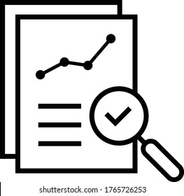 black thin line assessment result. concept of bill, invoice or description research and internal feedback. flat linear regulatory policy logotype graphic stroke art design