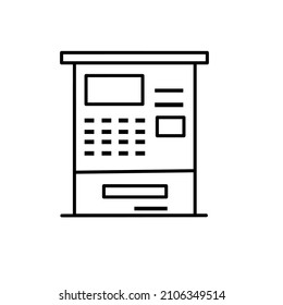 black thin line ATM machine icon