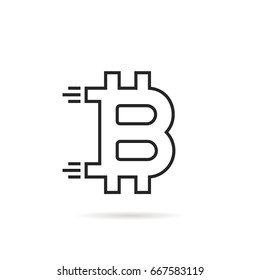 black thin line bitcoin icon like crypto currency. concept of innovation ecommerce emblem or cryptocurrency. linear flat style trend modern logotype graphic art design isolated on white background