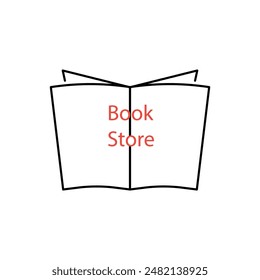 black thin line book store logo. concept of tutorials, bible, paperback, textbook, ebook, encyclopedia, notebook. flat linear style trend modern brand design