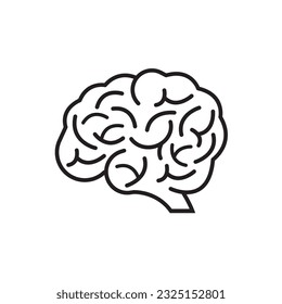 black thin line brain simple icon. stroke style trend modern minimal logotype graphic lineart art design isolated on white background. concept of psychological science and mind emblem like brainstorm