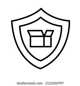 black thin line brand protection icon vector