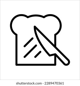 black thin line bread with butter. concept of traditional or classic breakfast and toast icon. vector illustration on white background