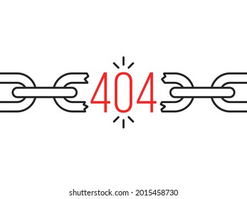 black thin line broken chain like 404 error. flat linear style trend modern graphic design element isolated on white background. concept of temporary communication problems and online compound