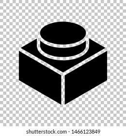 Black thin line building toy sign. Black icon on transparent background. Illustration.