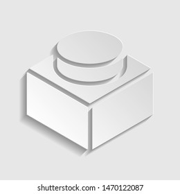 Black thin line building toy sign. Paper style icon. Illustration.