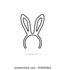 black thin line bunny ears mask logo. concept of easter rabbit costume, seasonal holiday, fun person character, fancy dress. contour flat style trend modern logotype graphic design on white background