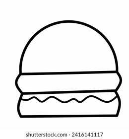Black thin line Burger Icon Vector Illustration Logo design template, on white background
