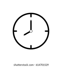 Black thin line clock icon (8 o'clock) - vector illustration