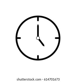 Black thin line clock icon (5 o'clock) - vector illustration