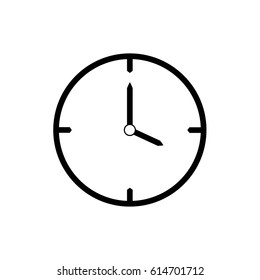 Black thin line clock icon (4 o'clock) - vector illustration