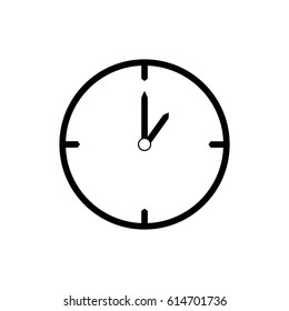 Black thin line clock icon (1 o'clock) - vector illustration