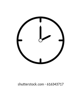 Black thin line clock icon (2 o'clock) - vector illustration