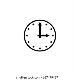 Black thin line clock icon (3 o'clock)