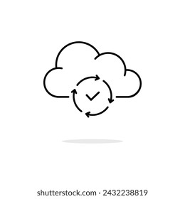 black thin line cloud like data update icon. linear trend modern graphic stroke design easy workflow logotype web element isolated on white. concept of data transaction pictogram or info database sign