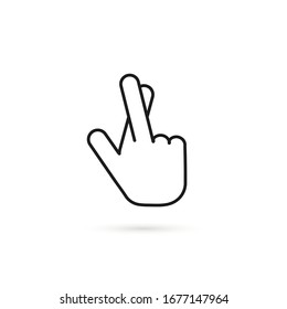black thin line crossing fingers icon. concept of popular non-verbal hand gesture for communication. minimal lineart simple logotype graphic stroke art design element isolated on white background