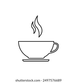 black thin line cup of coffee icon. concept of tasty dopio pictogram for coffeehouse or coffeeshop. lineart flat trend modern graphic simple logotype