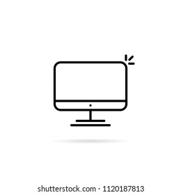black thin line desktop pc icon. flat stroke simple style trend modern logotype art graphic lineart design element isolated on white. concept of personal computer for office or home and pc badge