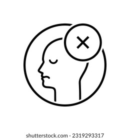 black thin line dismissal round logo. stroke flat style trend modern logotype graphic art design isolated on white background. concept of side view of face and people unhappy emotion like displeasure