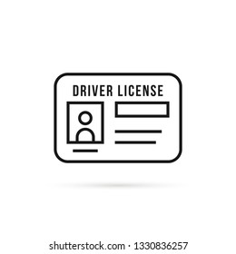 black thin line driver license icon. flat stroke style trend modern logotype graphic lineart art design isolated on white background. concept of driver's personal documents or simple id card with chip