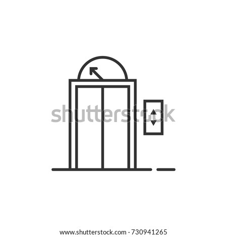 black thin line elevator icon for house or hotel. concept of home lift to apartment or trip to the top floor. simple flat linear trend modern logotype art graphic design on white background