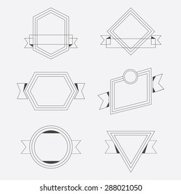 Black thin line empty geometrical banners design elements set on off white background