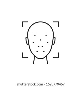 black thin line face id minimal icon. concept of easy access to device and faceid for unlock phone. flat lineart style modern stroke minimal logotype graphic art design isolated on white background