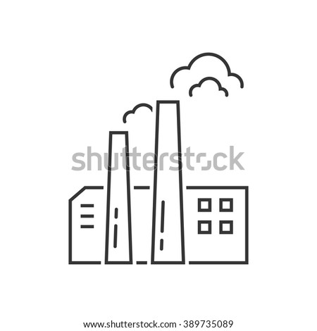 black thin line factory icon. concept of simple infographic element, hazardous emission, tower, distillery, chimney. linear style trend modern logotype design vector illustration on white background