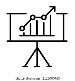 black thin line financial graph growth icon vector