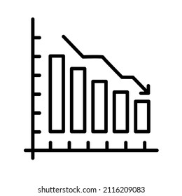 black thin line financial graph decline icon vector
