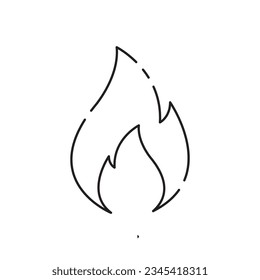 black thin line flame or fire icon. lineart style trend modern simple logotype graphic stroke art design element isolated on white background. concept of danger alarm or alert and inferno label