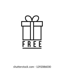 black thin line free gift logo. concept of lucky customer or client and giveaway presents. stroke flat style trend modern give giftbox logotype graphic art design isolated on white background