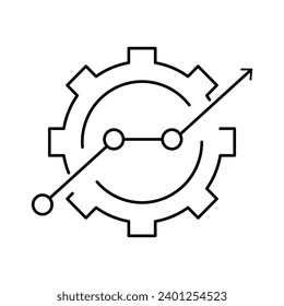 black thin line gear like insight or metric icon. flat linear trend modern stroke fin tech logotype graphic web art design element isolated on white b