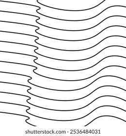 Black Thin line graphic wavy abstract background.