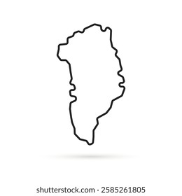 black thin line greenland map icon for education. simple linear style trend modern abstract logotype graphic art design element isolated on white. concept of non-detailed map of part of the big world