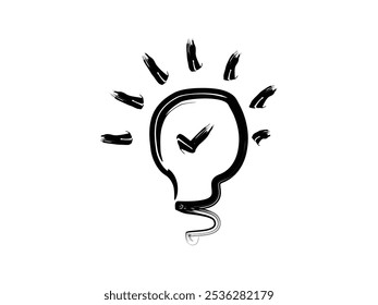 black thin line light bulb vector icon transparent background