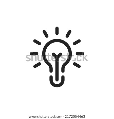 black thin line lightbulb like insight icon. flat linear trend modern stroke art more efficiency logotype graphic web design element isolated on white. concept of aha moment and quizz or quiz sign