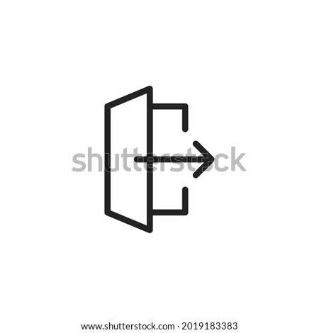black thin line logout icon like account quit. concept of exit from the online site. flat linear trend modern simple output logotype graphic stroke art design element isolated on white background